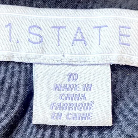 1.State black lined sleeveless ruffle hem round neck dress. Women's size 10 - Picture 5 of 8